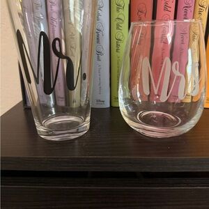 Source Unknown Mr. and Mrs. Glass Set - Black and White